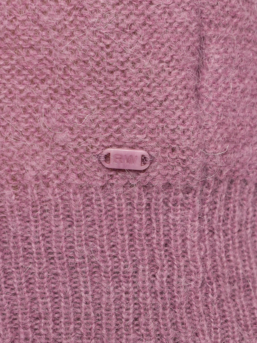 Короткий пуловер сиреневого цвета аранской вязки